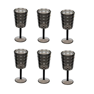 Invero Set mit 6 Diamant-Prismen-Design, Kunststoff, 400 ml, wiederverwendbar, stark, spülmaschinenfest, idealer Trinkbecher für den Innen- und Außenbereich, Sommerpartys, Cocktails und mehr, Schwarz im Sale
